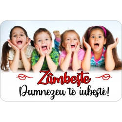 Magnet cartonat rotunjit, Zambeste, Dumnezeu te iubeste!*